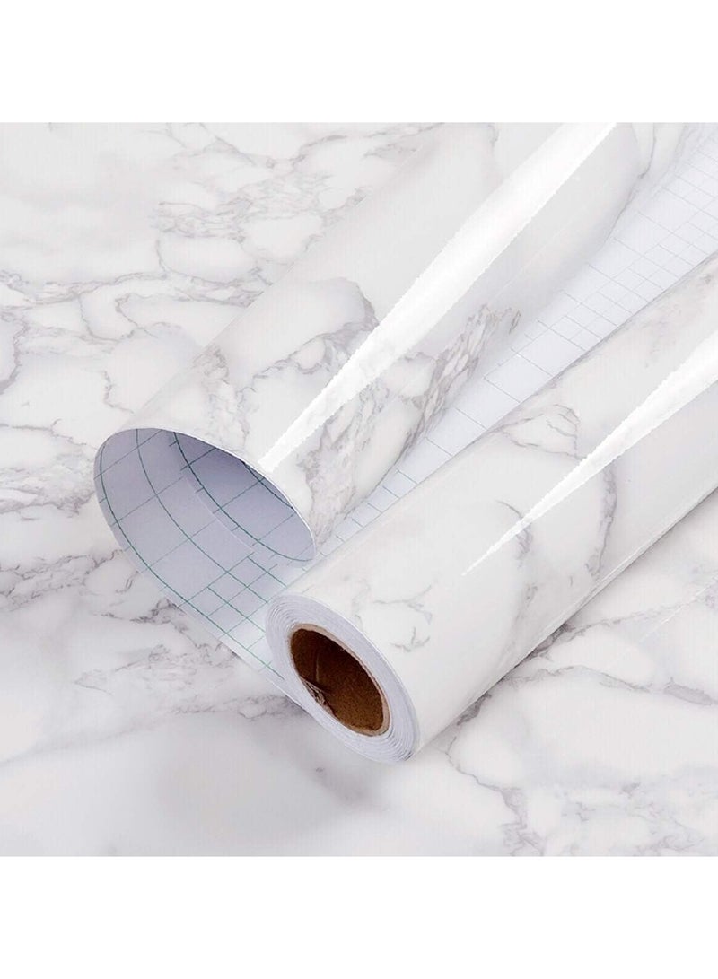 Cool Baby Style Self Adhesive Wallpaper Marble Paper Granite Gray/White Roll Thick Wallpaper PVC (11.8" x 78.7") Easy to Removal - Image 1