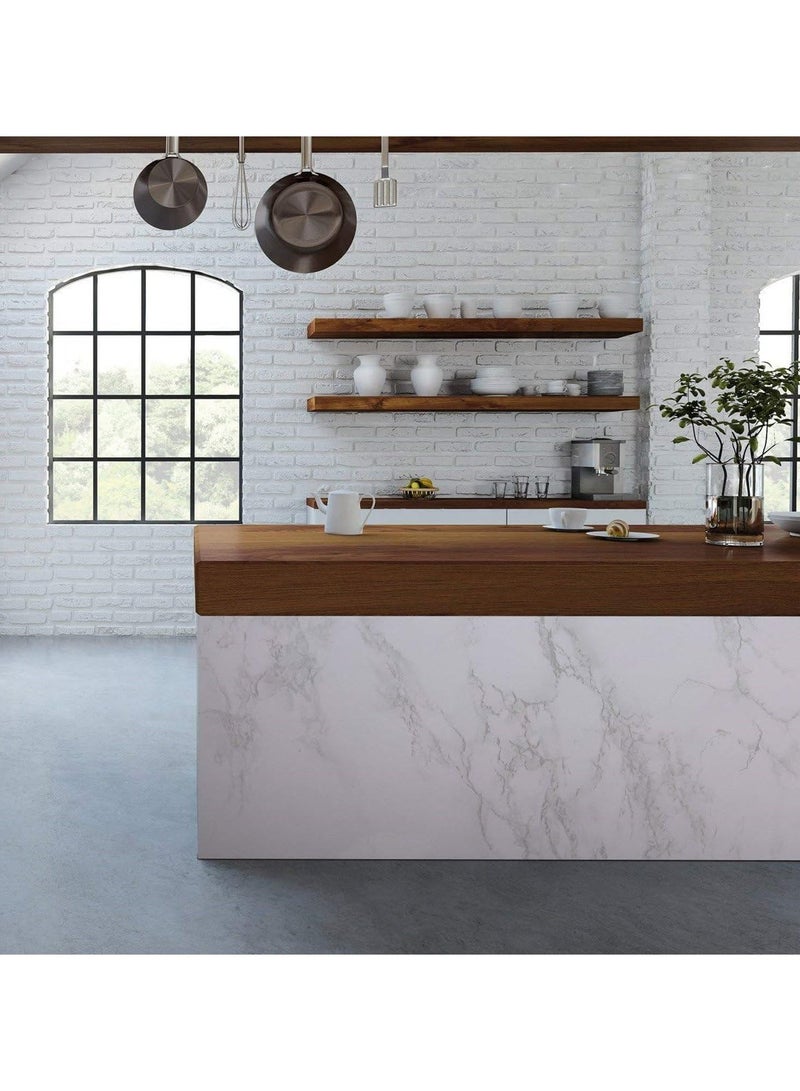 Cool Baby Style Self Adhesive Wallpaper Marble Paper Granite Gray/White Roll Thick Wallpaper PVC (11.8" x 78.7") Easy to Removal - Image 5