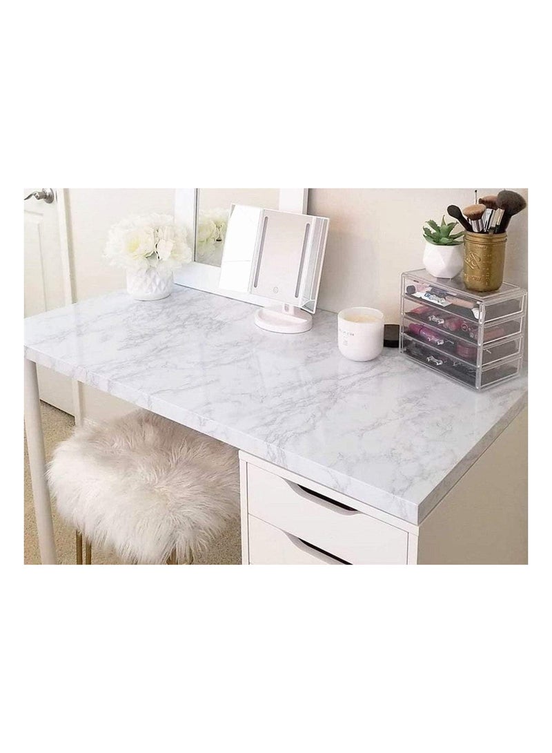 Cool Baby Style Self Adhesive Wallpaper Marble Paper Granite Gray/White Roll Thick Wallpaper PVC (11.8" x 78.7") Easy to Removal - Image 4