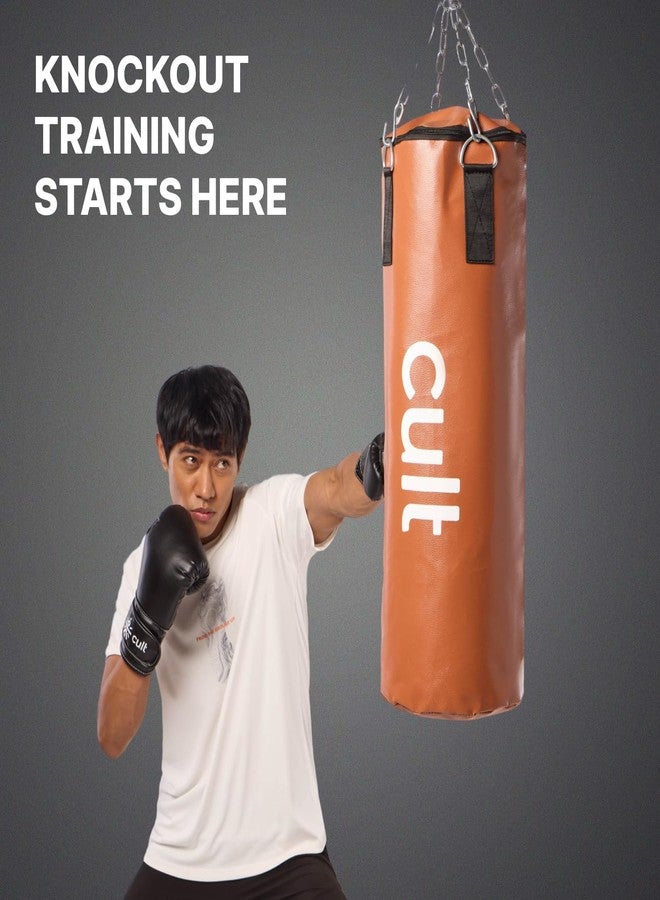 Cult Punching Bag 4ft Unfilled with Hanging Chain & Hand Wrap - Durable Training Bag for Boxing, Kickboxing, Karate, Taekwondo & MMA - Easy to Fill, Portable & Ideal for Home Gym Workouts - Tan - Image 5