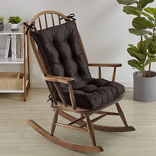 Sweet Home Collection Sweet Home Collection Rocking Chair Cushion Premium Tufted Pads Non Skid Slip Backed Upper and Lower with Ties 2 Piece Set Brown