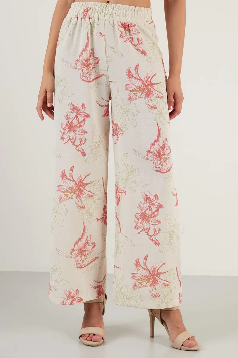 Lela Linen Three Quarter Sleeve Comfortable Pattern Kimono Trousers Suit Women's Suit 42190438