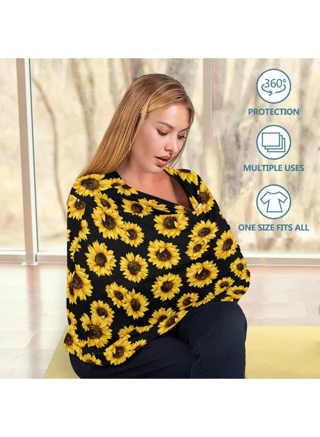 Bolaz Nursing Cover, Breastfeeding Soft Carseat Canopy Sunflower Multi Use for Baby Car Seat Covers Canopy Shopping Cart Cover Scarf Light Blanket Stroller Cover - Image 4