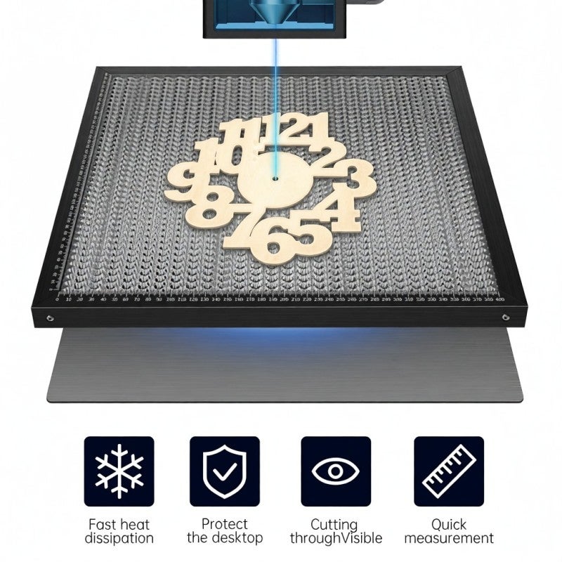 Acmer TEVOUP ACMER-E10 Cutting Honeycomb Working Table Board Steel Panel Platform 330x330mm for CO2 or Diode Engraver Cutting Machine Compatible with NEJE/XTOOL/ORTUR/SCULPFUN Easy-observing - Image 2