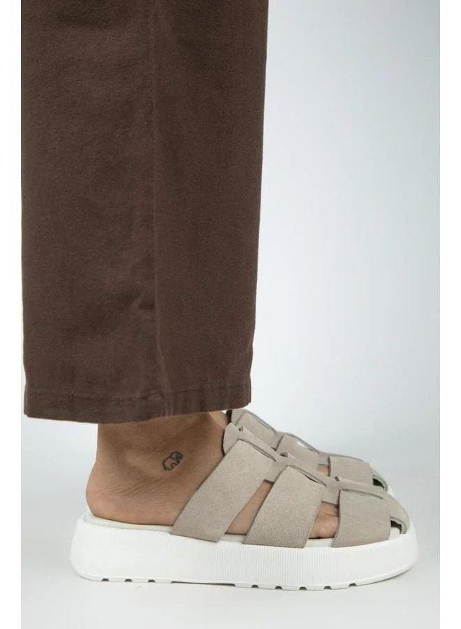 Manijero  Rodin Women's Genuine Leather Triple-Band Sabo Beige Slipper. for Women | Best Price UAE