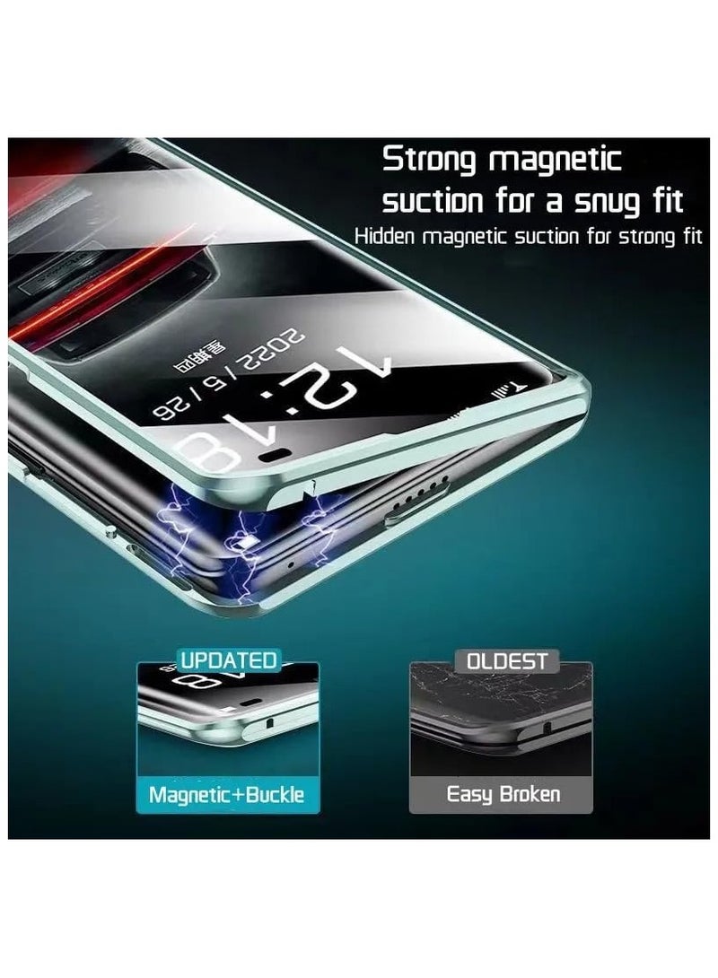 general For Huawei Pura 70 Pro Plain Leather Full Shell Front Glass Back Leather Magnetic Shell Ultra Thin Anti Drop Metal Protective Case - Image 5