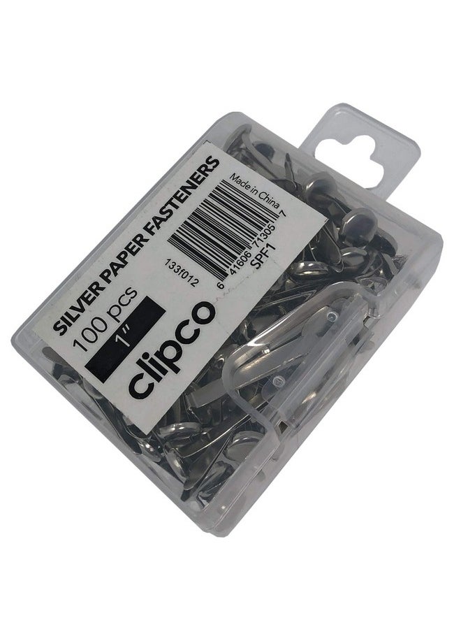 Clipco Paper Fasteners Large 1-Inch Silver Nickel Plated (100-Pack)  - Image 5
