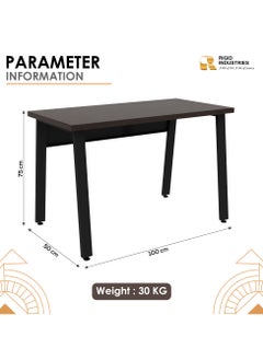 RIGID Steel Workstation Desk with Wooden Top Black 75x120x50cm  - Image 2