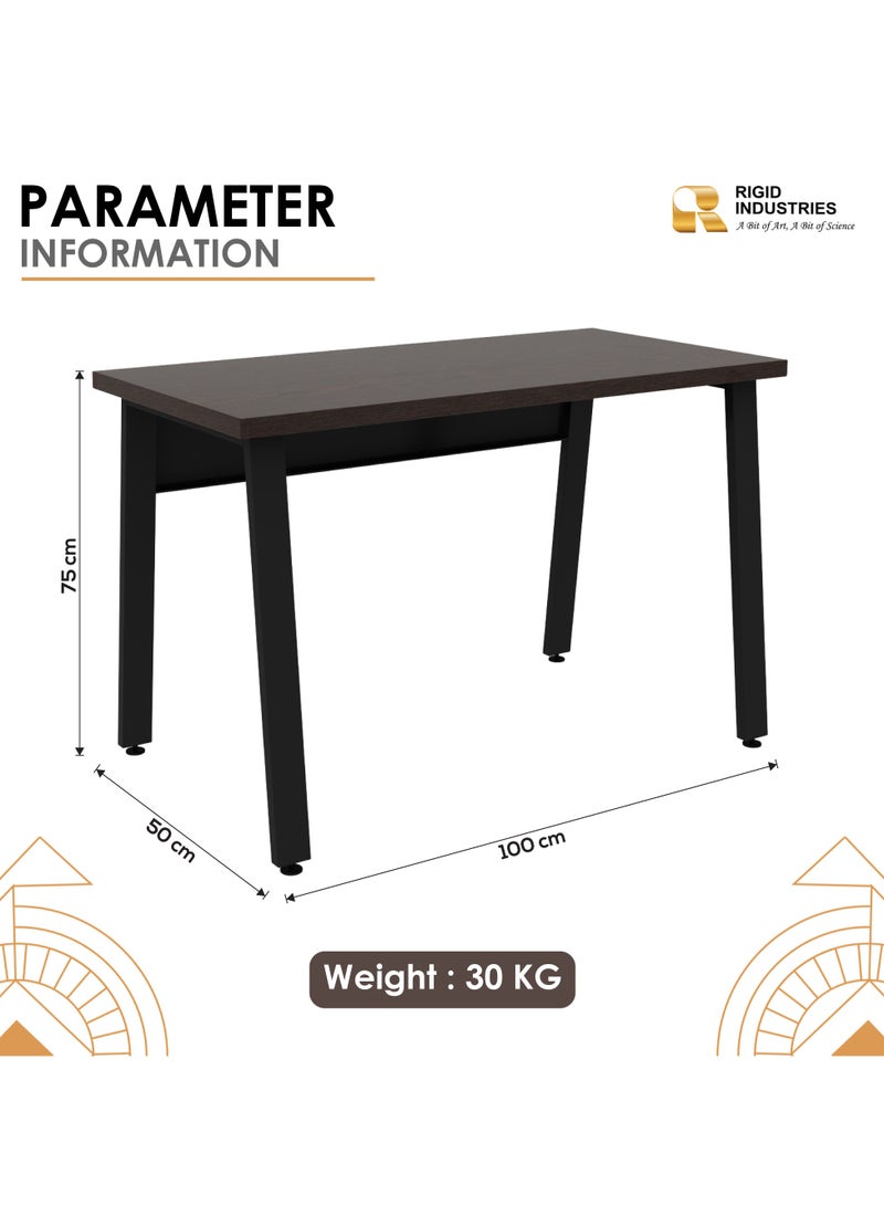 RIGID Modern Computer Desk,Sturdy Office Desk Large Writing Study Table for Home Office School, study table Computer Desk with Extra Strong Legs- Table top walnut & Black Legs - Image 2