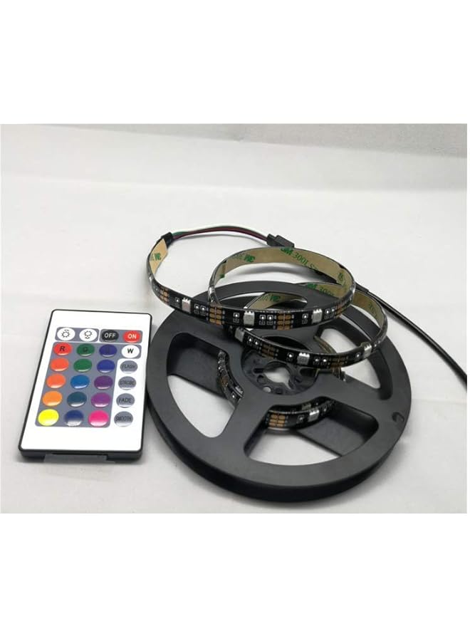 إيروريكس شريط إضاءة LED RGB مقاوم للماء مع جهاز تحكم عن بعد مكون من 24 مفتاحًا 5050 5 فولت 2 متر طول 1 متر متعدد الألوان - Image 3