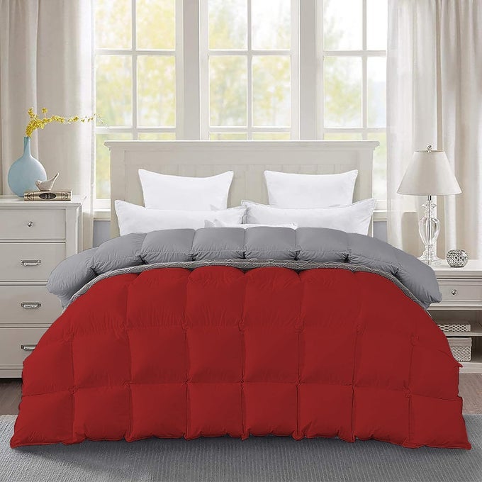 PREMIUM 300 GSM COMFORTER SUPER SOFT FLUFFY REVESIBLE COMFORTER 60 X 90 INCHES152CM X 228CM SINGLE BED COMFORTERSILVERBURGUNDY