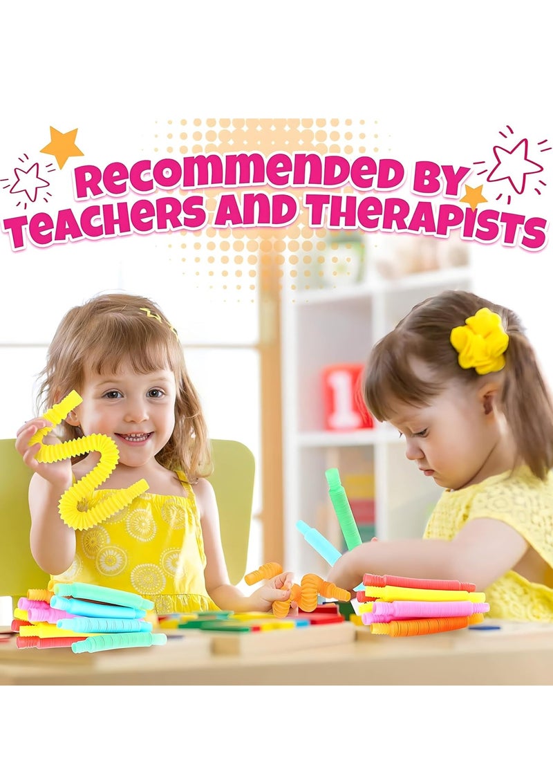 MAGIC VAULT 4 Pack Pop Tubes, Pop Tube Sensory Fidget Toy, Fine Motor Skills & Learning Toddler Toy, Stress Relief, Fun Pop Tubes, for Toddlers, Gift for Kids, Classroom Exchange Prizes  - Image 2