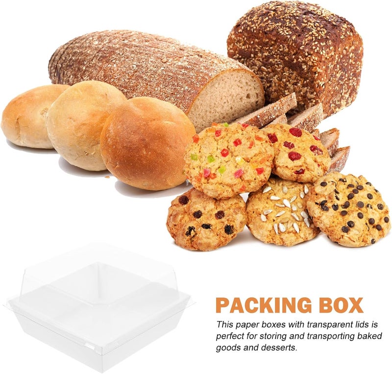 Garneck 50pcs Medium Lid Bakery Takeout Boxes Thickened White Dessert Containers for Cupcakes Muffins Pastries Food Storage - Image 3