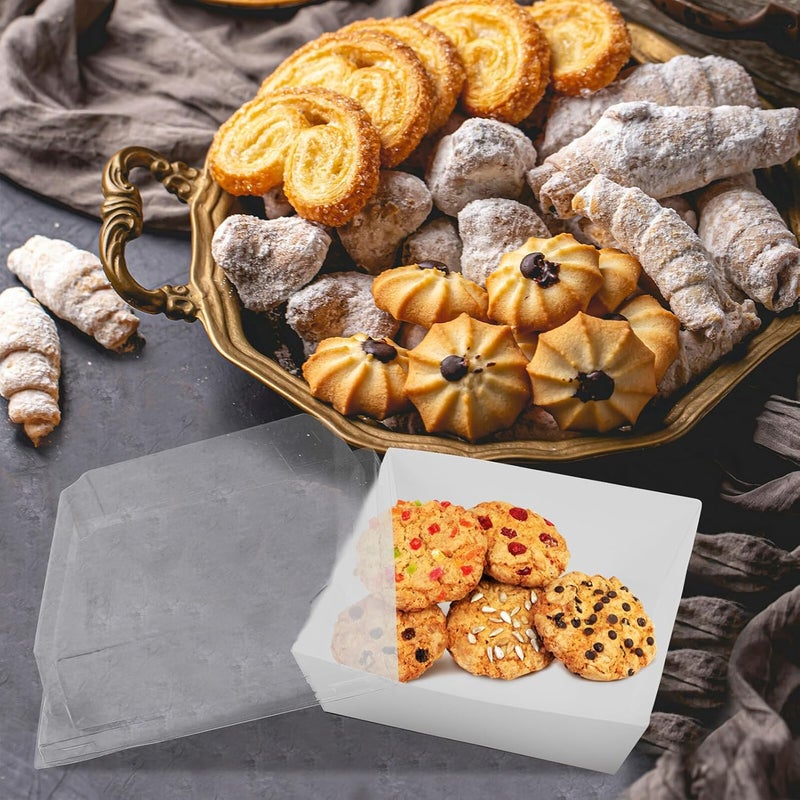 Garneck 50pcs Medium Lid Bakery Takeout Boxes Thickened White Dessert Containers for Cupcakes Muffins Pastries Food Storage - Image 5