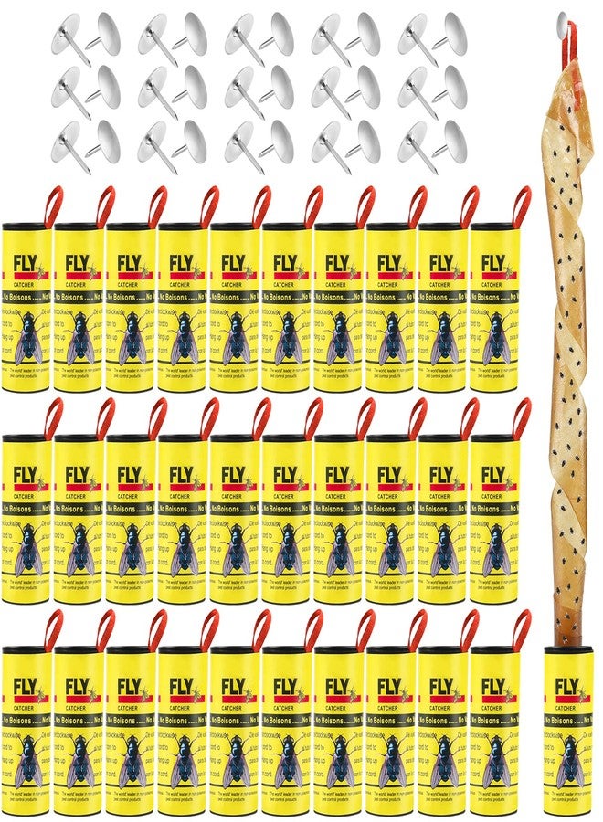 Boromine 30 Rolls Fly Strips Traps for Home, Sticky Strips, Fly Paper Tape Catcher Ribbon for Gnat Fungus Fruit Flies - Image 1