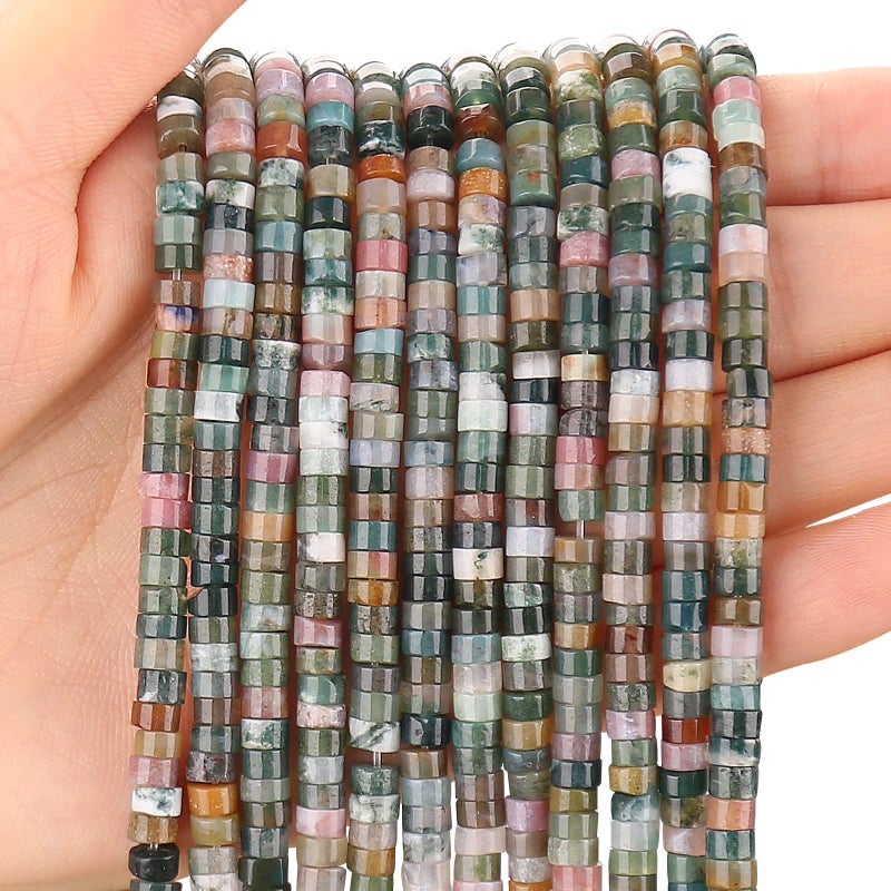 150PCs Natural India Agate Spacer Beads Loose Semi Precious Flat Round Gemstone Heishi Disc Stone Beads for Beading Jewelry Making 4mm2mm 38cm