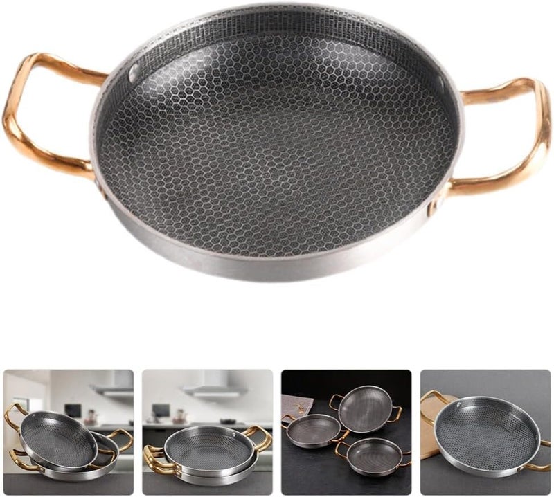 Snevad Stainless Steel Honeycomb Nonstick Frying Pan – Versatile Griddle Skillet for Seafood, Eggs, Paella – Durable Easy-Clean Pan for Induction, Gas, Camping & Home Cooking Nonstick Frying Pan - Image 3