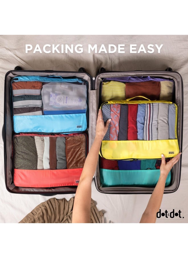Dot&Dot - Dot And Dot Large Packing Cubes For Travel 5 Piece Ultra Lightweight Luggage Accessories Organizers Set Red Yellow Green Blue Purple - Image 1