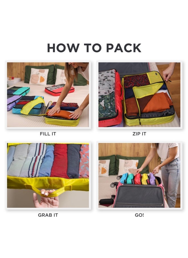 Dot&Dot - Dot And Dot Large Packing Cubes For Travel 5 Piece Ultra Lightweight Luggage Accessories Organizers Set Red Yellow Green Blue Purple - Image 1