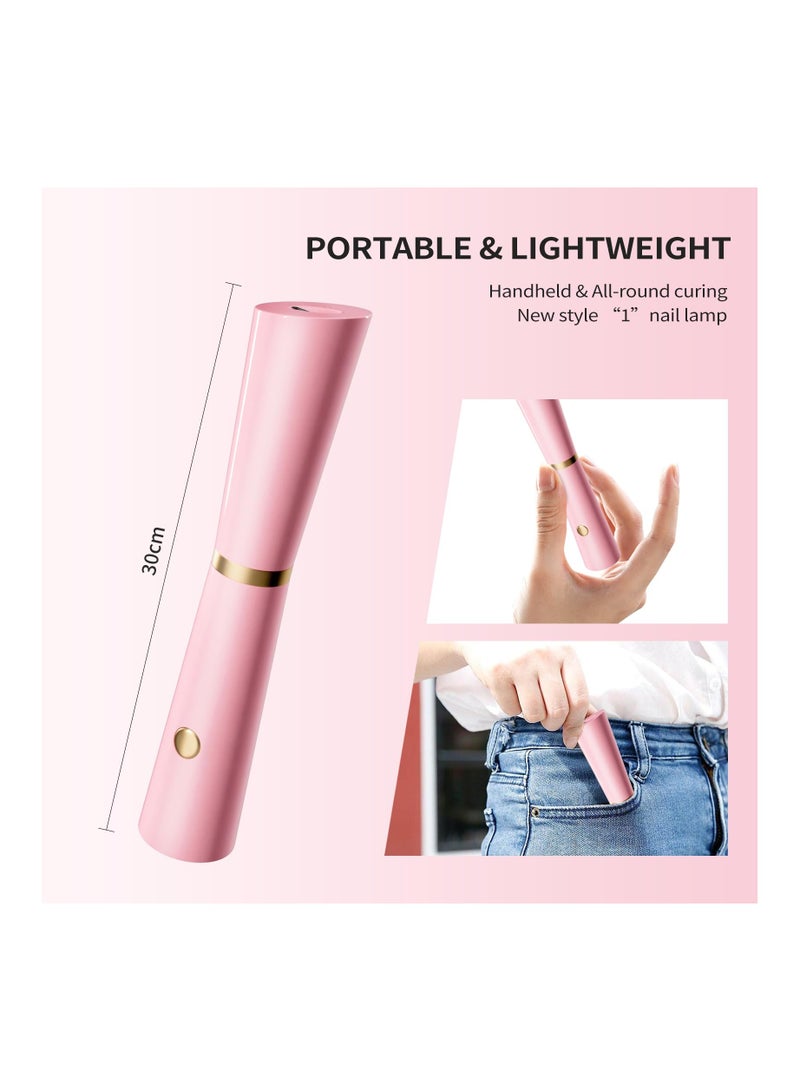 KASTWAVE مصباح الأشعة فوق البنفسجية الصغير المحمول لأظافر الجل، مصباح أظافر LED لاسلكي محمول، مجفف أظافر لعلاج طلاء الجل بمصباح يدوي USB لتزيين الأظافر، للمنزل DIY مانيكير فن الأظافر (وردي) - Image 4