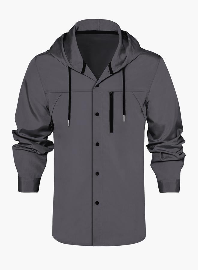 Take Two Men Solid Pocket Detail Long Sleeve Hooded Jacket - Image 1