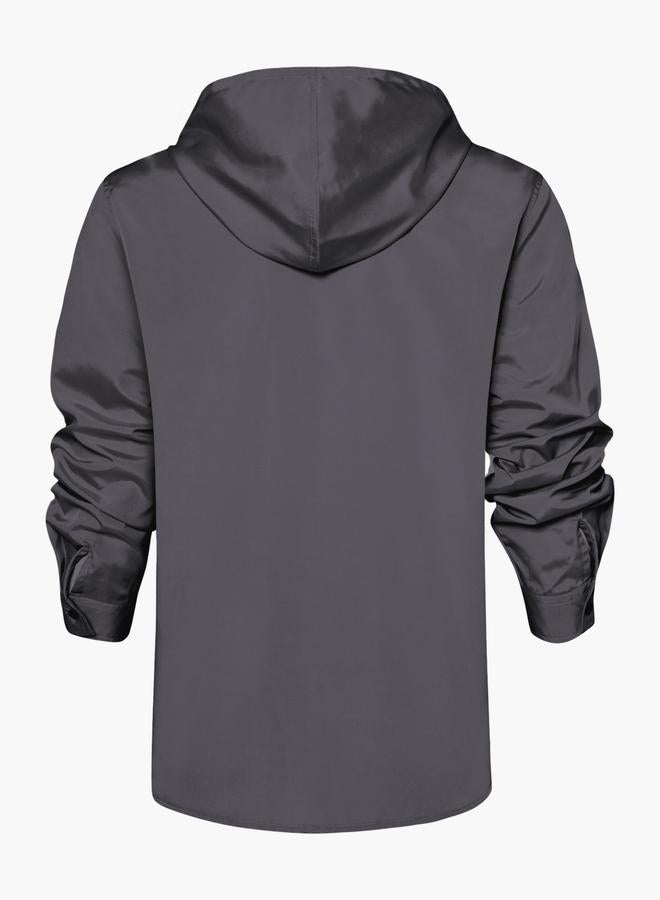 Take Two Men Solid Pocket Detail Long Sleeve Hooded Jacket - Image 2