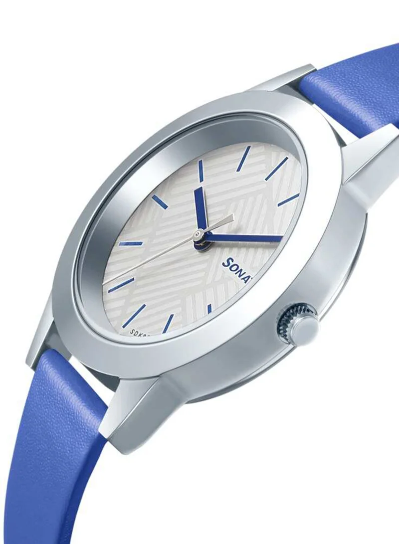 Sonata Women's Analog Round Shape Leather Wrist Watch 87019SL15 - 38.8 Mm