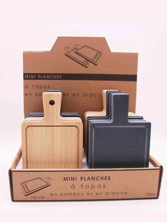 كويزين أرت لوح تقديم من الأردواز بمقبض من الخيزران من كوزين آرت