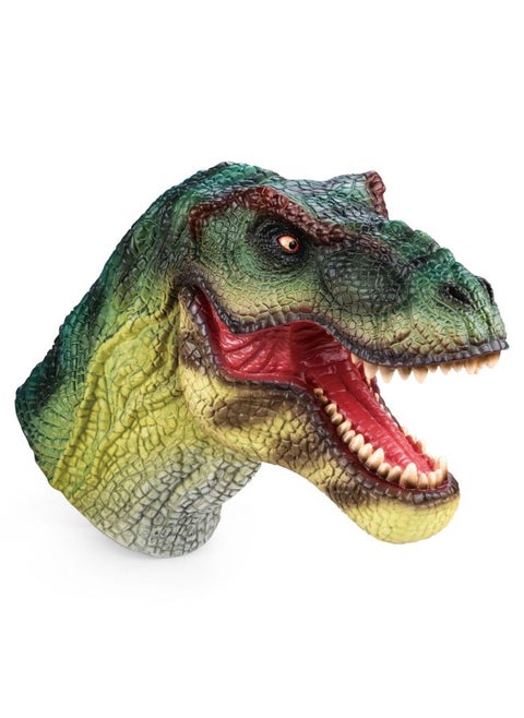 Hand Puppet Head Toy Children's Gloves Induction Sound Simulation Dinosaur Animal Interactive Toy Model Toy-Color:Green Tyrannosaurus [bag + Elevator]