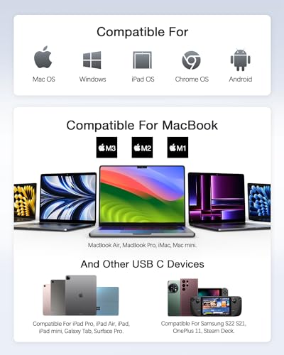 Hiearcool محور USB C من Hiearcool، محول USB-C، 7 في 1 محول متعدد المنافذ USBC إلى HDMI متوافق مع Thunderbolt 3 4 MacBook Pro Air Dell Lenovo HP لابتوبات وأجهزة Type C أخرى - أخضر - Image 5