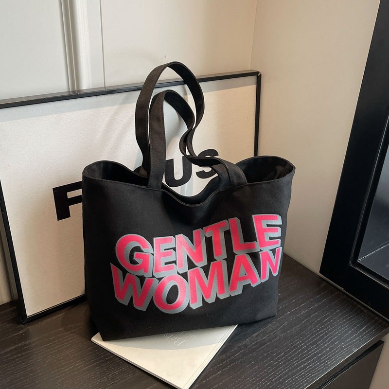 Thailand Gentlewoman Large Letter Print Canvas Bag 2024 Casual Handbag Shoulder Bag Tote Bag - Image 2