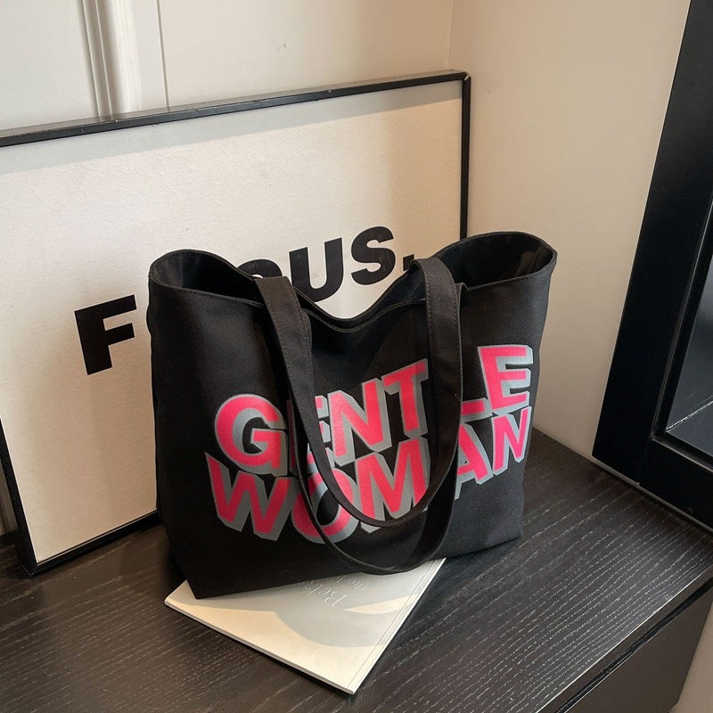 Thailand Gentlewoman Large Letter Print Canvas Bag 2024 Casual Handbag Shoulder Bag Tote Bag - Image 1