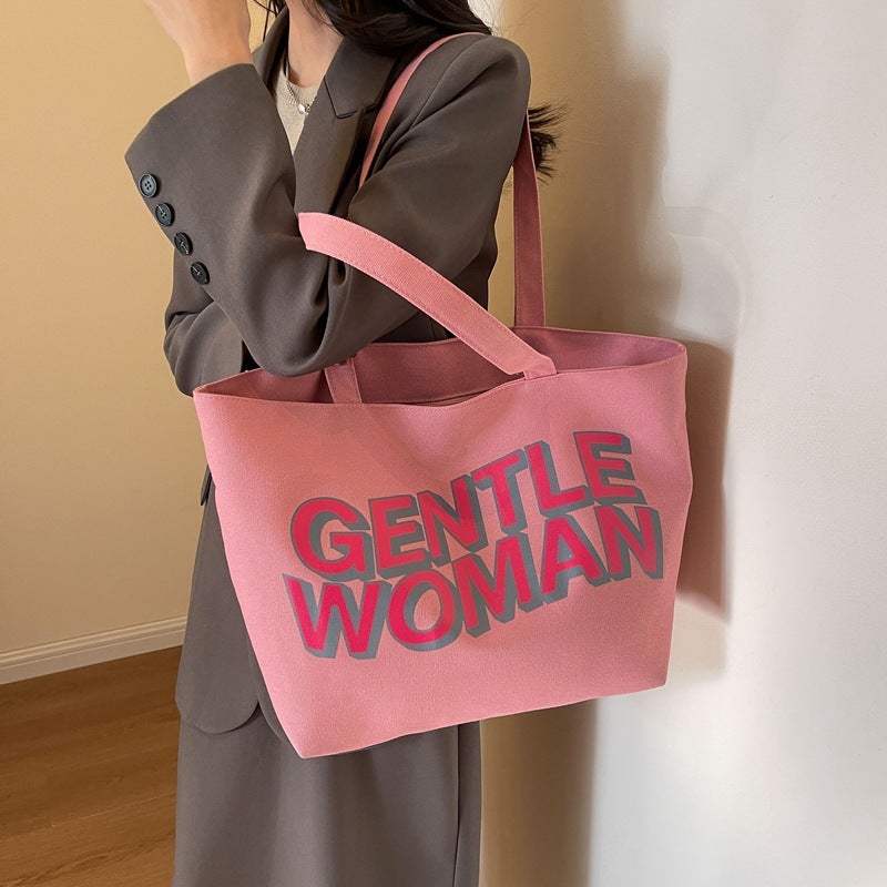 Thailand Gentlewoman Large Letter Print Canvas Bag 2024 Casual Handbag Shoulder Bag Tote Bag - Image 5