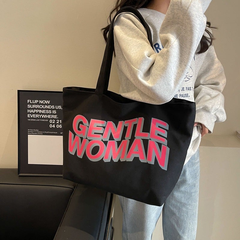 Thailand Gentlewoman Large Letter Print Canvas Bag 2024 Casual Handbag Shoulder Bag Tote Bag - Image 4