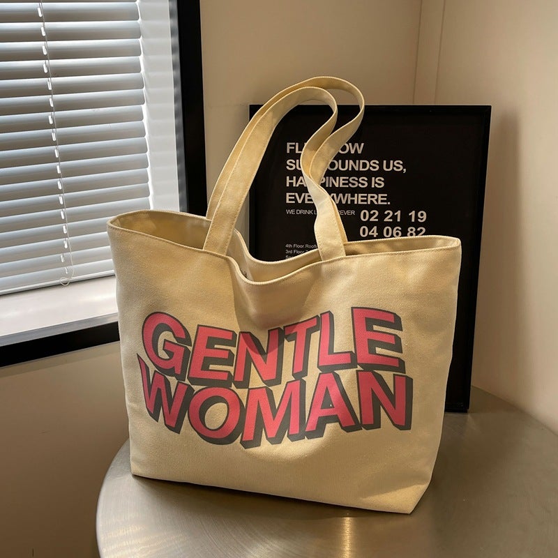 Thailand Gentlewoman Large Letter Print Canvas Bag 2024 Casual Handbag Shoulder Bag Tote Bag - Image 3