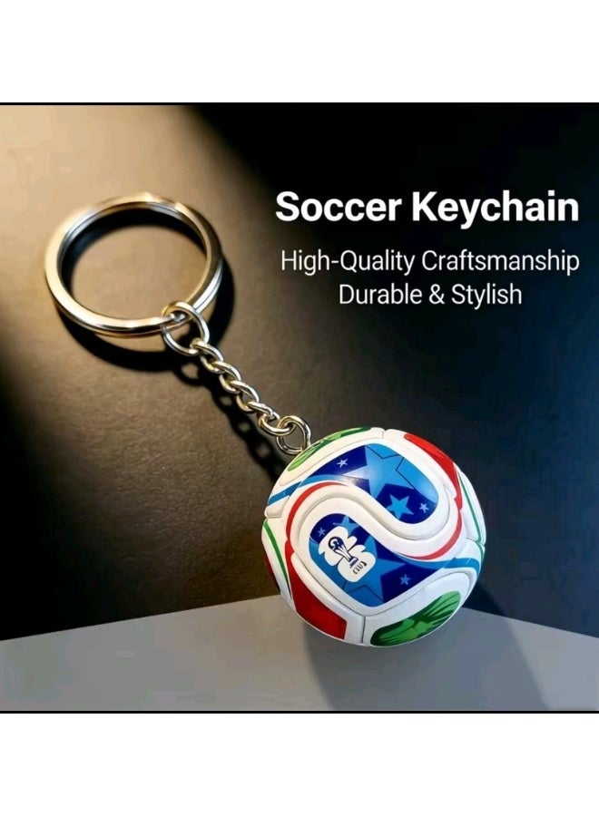 ميدالية مفاتيح كرة قدم ثلاثية الأبعاد، قلادة كرة قدم صغيرة بنمط كأس العالم هدية للمشجعين - Image 2