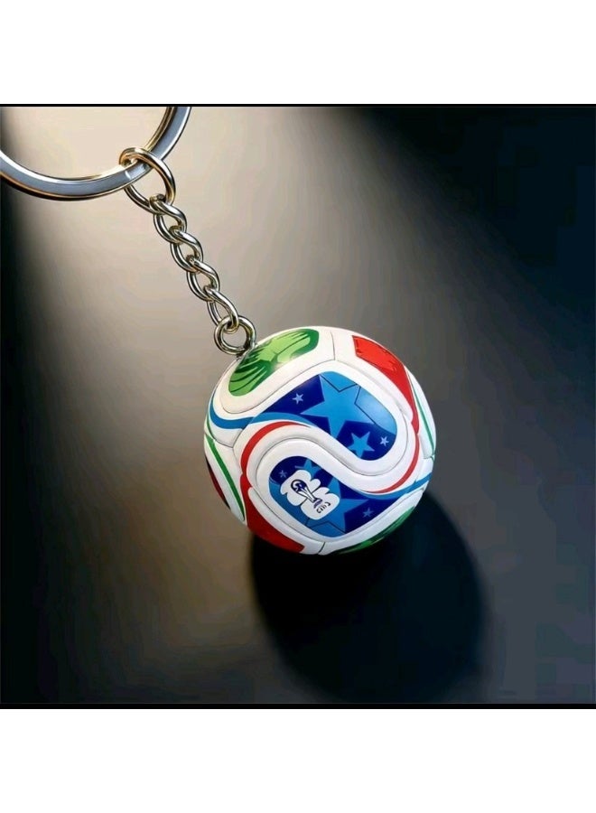 ميدالية مفاتيح كرة قدم ثلاثية الأبعاد، قلادة كرة قدم صغيرة بنمط كأس العالم هدية للمشجعين - Image 1