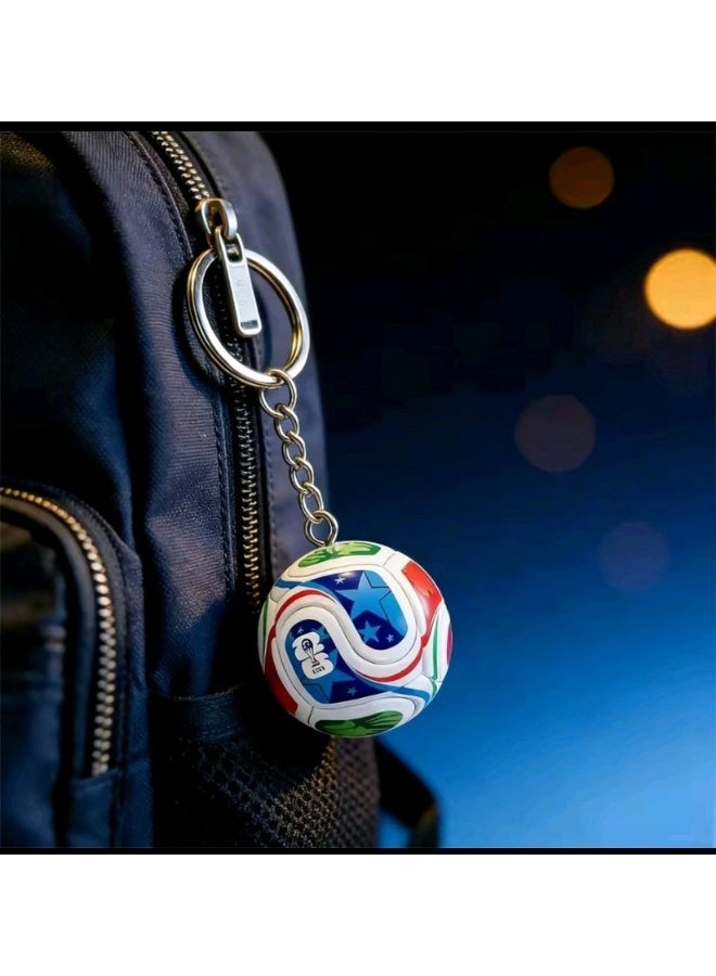 ميدالية مفاتيح كرة قدم ثلاثية الأبعاد، قلادة كرة قدم صغيرة بنمط كأس العالم هدية للمشجعين - Image 5