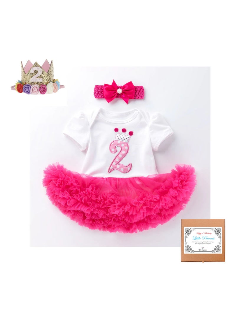 We Happy 4-Piece 2nd Birthday Baby Girls Dress Princess Costume - Image 1