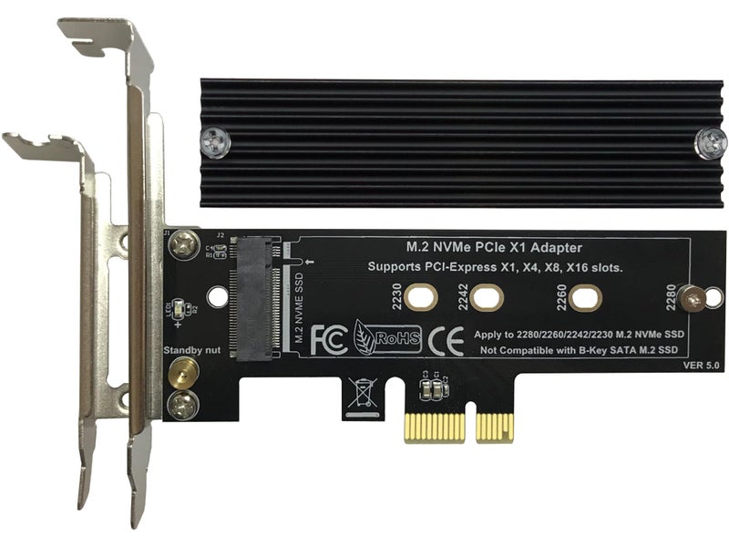 Bejavr M.2 PCIe NVMe X1 Adapter with Aluminum Heat Sink, Support PCIe 3.0 4.0 X1 X4 X8 X16 Slot. - Image 1