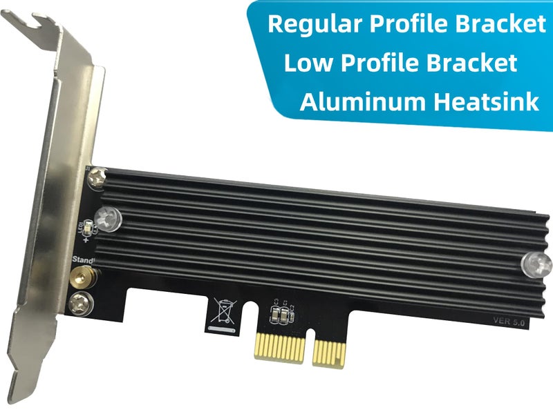 Bejavr M.2 PCIe NVMe X1 Adapter with Aluminum Heat Sink, Support PCIe 3.0 4.0 X1 X4 X8 X16 Slot. - Image 2