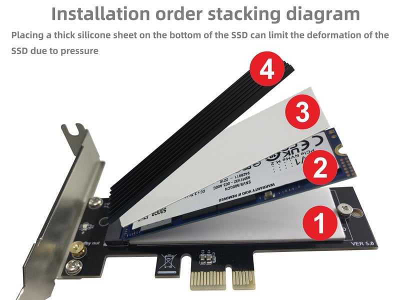 Bejavr M.2 PCIe NVMe X1 Adapter with Aluminum Heat Sink, Support PCIe 3.0 4.0 X1 X4 X8 X16 Slot. - Image 5