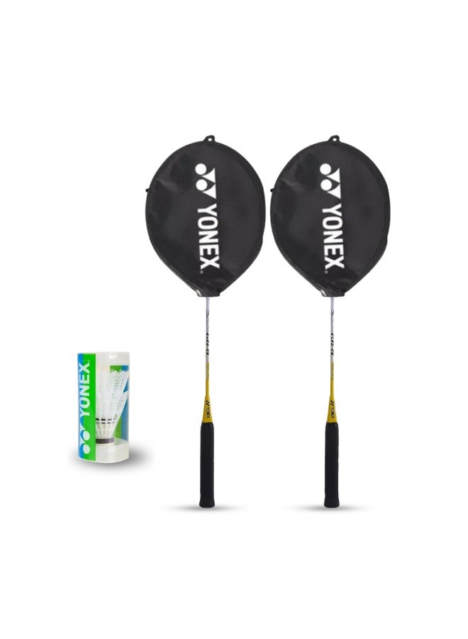 Yonex GR-Alpha-2-Player Badminton Set with 2 shuttle cock | Includes 2 Aluminum Rackets, 2 Head Cover, Shuttle cock| Lightweight & Durable | Ideal for Beginners & Recreational Play - Image 1