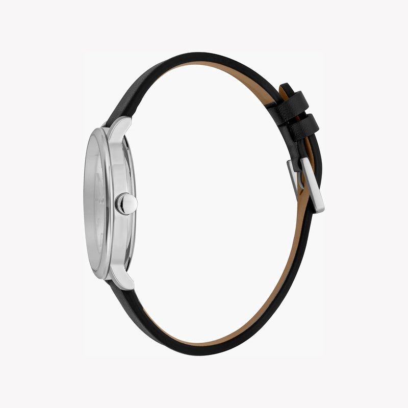ESPRIT Men's Black Leather Watch, Silver Dial |ES1G181L0015 - Image 2