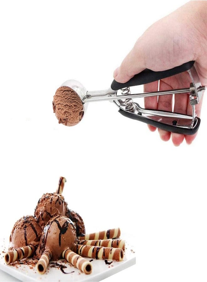 LLESCA Ice Cream Scoop, Cookie Scoop, Large Cookie Scoops for Baking, 18/8 Stainless Steel Cookie Scooper for Baking, Ice Cream Scooper with Trigger Release, Cookie Dough Scoop with Non-slip Grip (L)…… - Image 4
