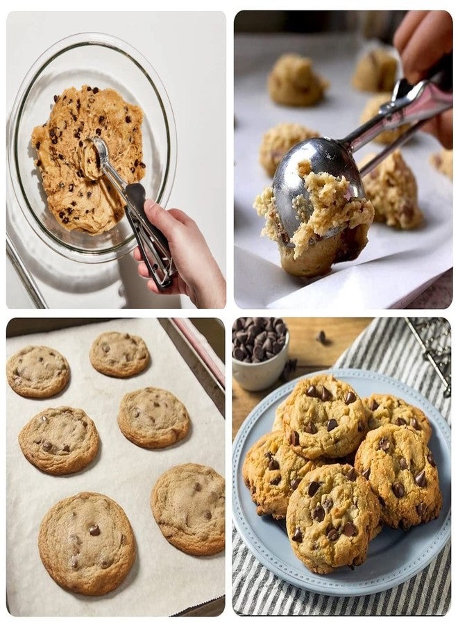 LLESCA Ice Cream Scoop, Cookie Scoop, Large Cookie Scoops for Baking, 18/8 Stainless Steel Cookie Scooper for Baking, Ice Cream Scooper with Trigger Release, Cookie Dough Scoop with Non-slip Grip (L)…… - Image 5