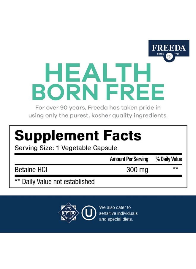 Freeda Betaine Hcl Betaine Supplement Digestive Supplement For Healthy Digestion Does Not Contain Pepsin (90 Capsules)  - Image 3