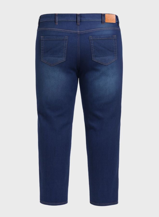 The Indian Garage Co Men Plus Size Slim Fit Solid Scoop Pocket Mid-Rise Jeans - Image 4