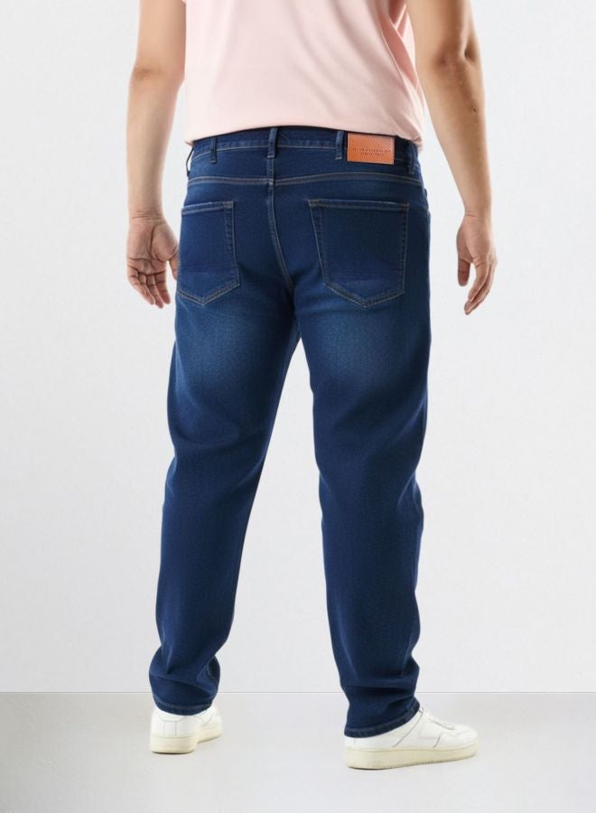 The Indian Garage Co Men Plus Size Slim Fit Solid Scoop Pocket Mid-Rise Jeans - Image 2