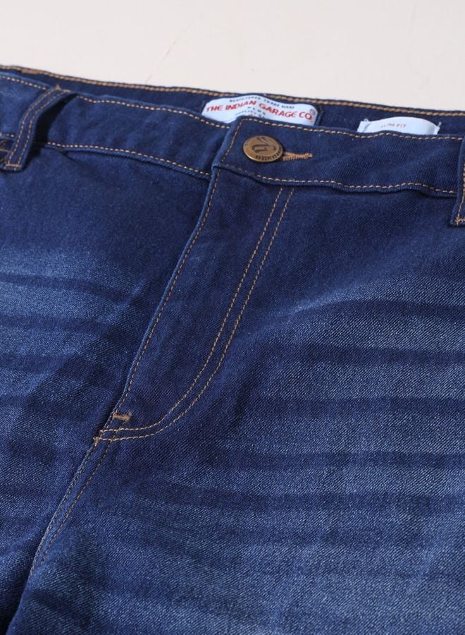 The Indian Garage Co Men Plus Size Slim Fit Solid Scoop Pocket Mid-Rise Jeans - Image 5
